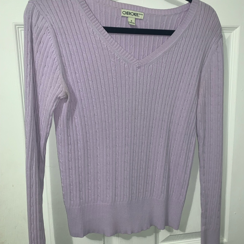 purple cherokee sweater size small.